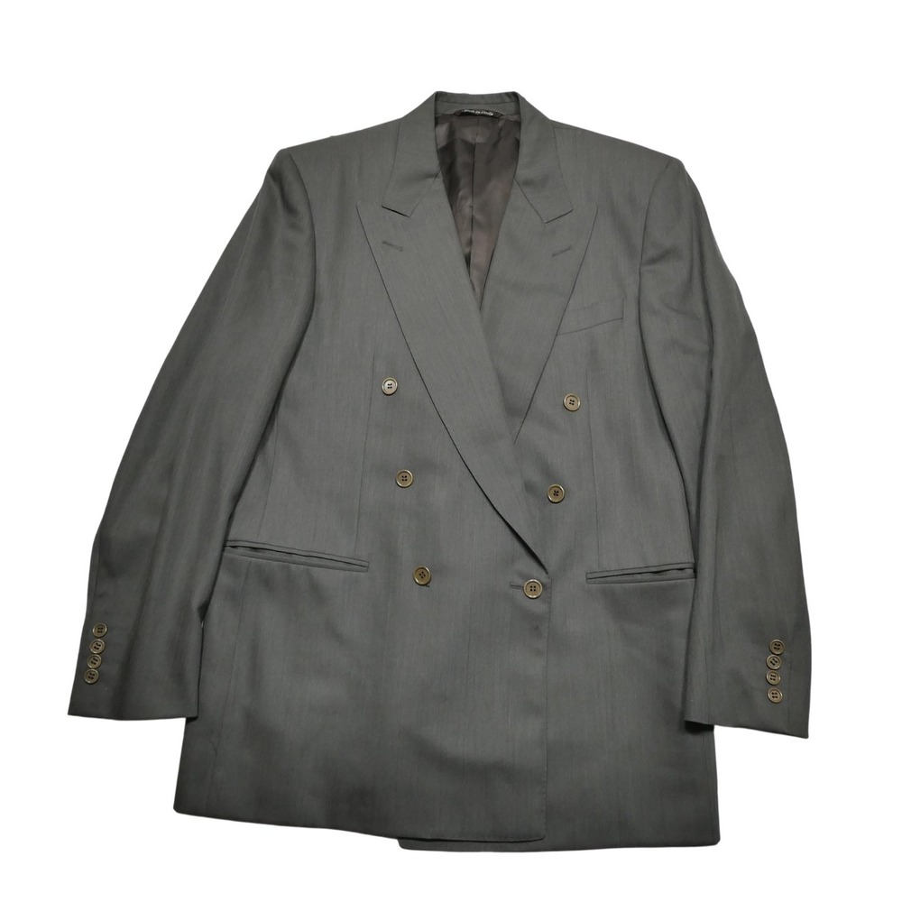 Canali Suit Jacket Mens Size 38R EU 48 Gray Wool Double Breasted Made‎ Italy